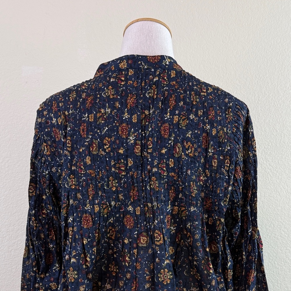 Veronica Beard Sherwood Floral Pleated Button Front‎ 100% Cotton Women's Top 6 - Picture 8 of 13